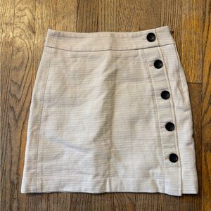 Ann Taylor Textured Cream Mini Skirt with Button Details